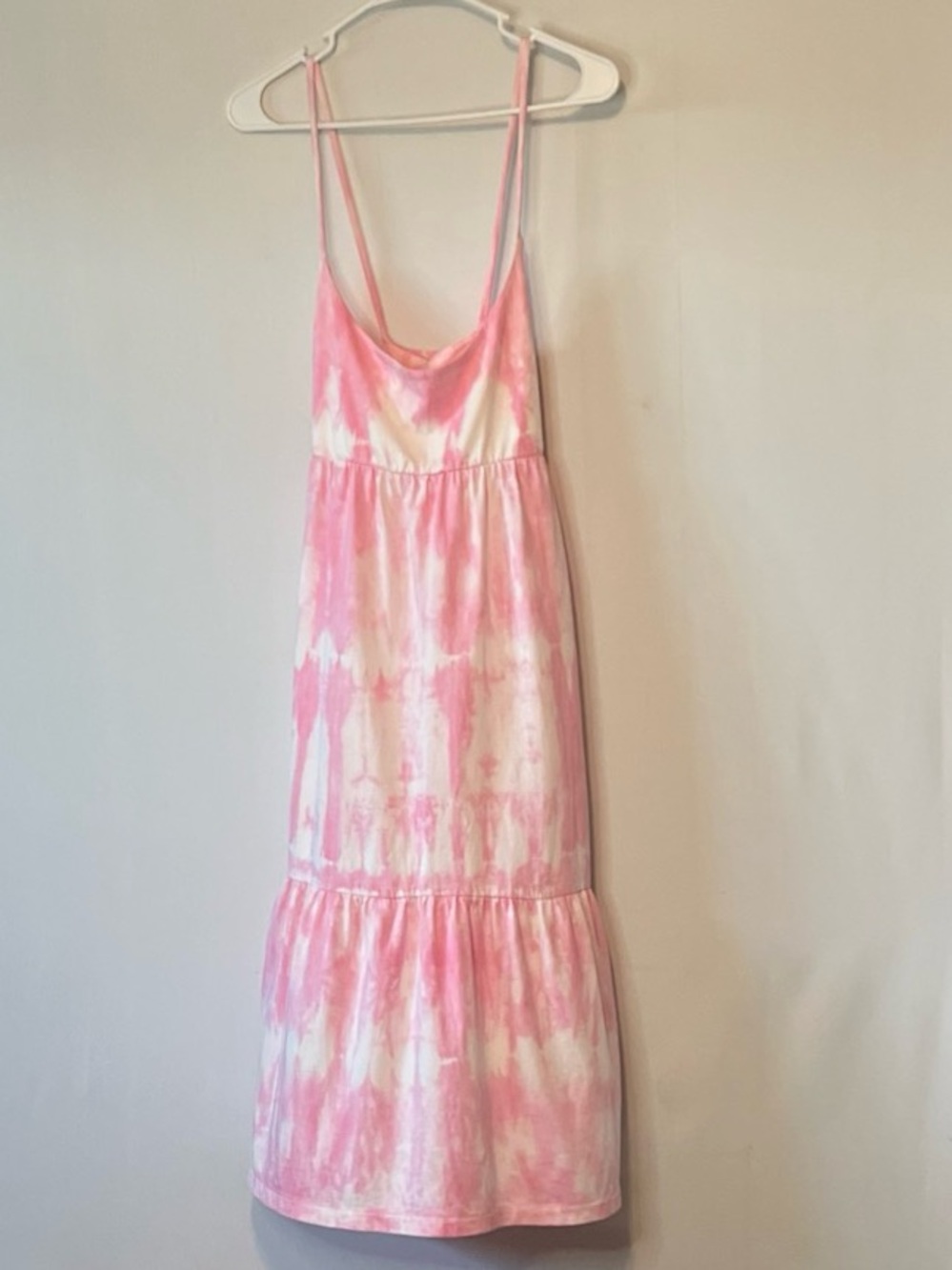 NEW Gap Womens Pink White Midi Tie Dye Cotton Sleeveless Sun Beach Dress Sz M